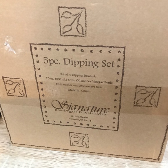 New 5-pc Artisan Signature Housewares Ceramic Dipping Set with Cruet Bottle NIB - Picture 5 of 5